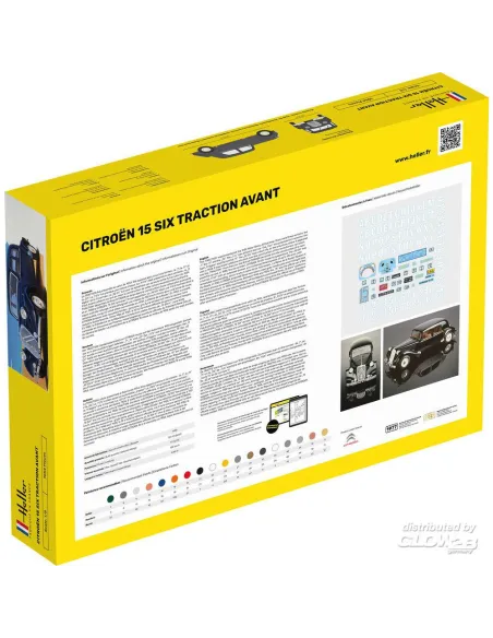 Maquette de voiture Citroen 15 Six Traction Avant 1:8 - Starter Kit - Heller 56799