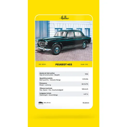 Maquette voiture Peugeot 403 1:43 - Heller 80161