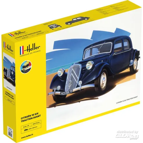 Maquette de voiture Citroen 15 Six Traction Avant 1:8 - Starter Kit - Heller 56799