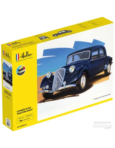 Maquette de voiture Citroen 15 Six Traction Avant 1:8 - Starter Kit - Heller 56799