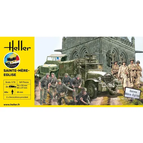 Maquettes et figurines militaires Sainte-Mère-Eglise 1:72 - Starter Kit - Heller 52327