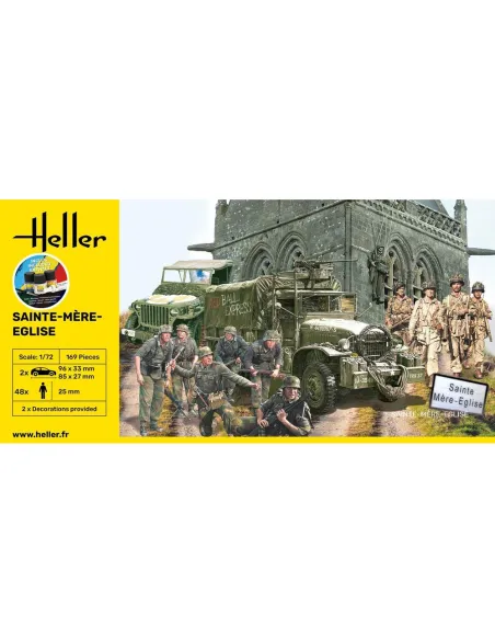Maquettes et figurines militaires Sainte-Mère-Eglise 1:72 - Starter Kit - Heller 52327