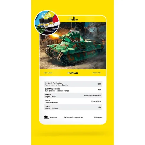 Maquette char FCM36 1:35 - Starter Kit - Heller 35322
