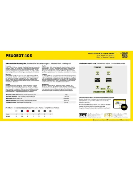 Maquette voiture Peugeot 403 1:43 - Heller 80161