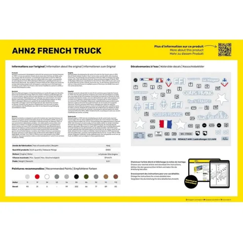 Maquette véhicule militaire AHN2 French Truck 1:35 - Starter Kit - Heller 35324