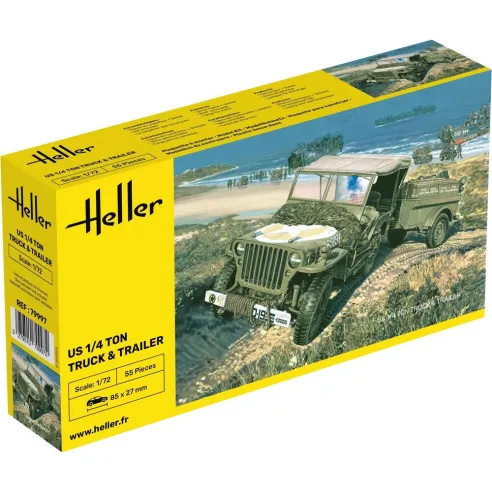 Maquette militaire Us 1/4 Ton Truck & Trailer 1:72 - Heller 79997