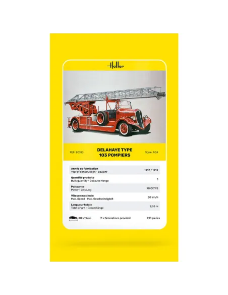 Maquette de voiture Delahaye Type 103 Pompiers 1/24 - Heller 80780