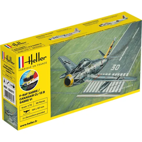 Maquette d'avion F-86F Sabre / Canadair Cl-13 B Sabre Vi 1/72 - Starter Kit - Heller 56277