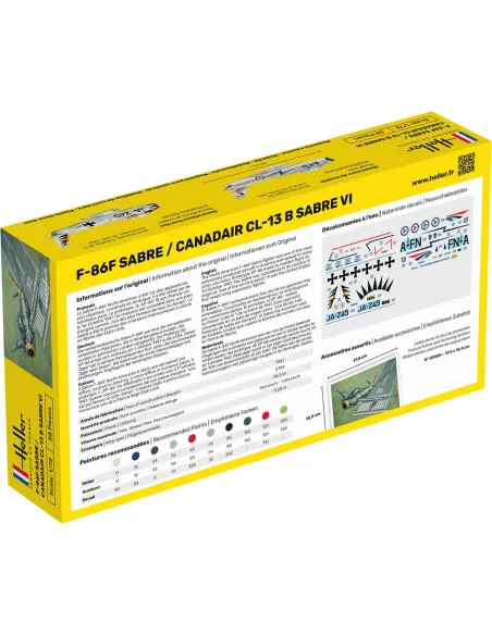 Maquette d'avion F-86F Sabre / Canadair Cl-13 B Sabre Vi 1/72 - Starter Kit - Heller 56277