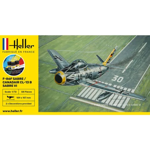 Maquette d'avion F-86F Sabre / Canadair Cl-13 B Sabre Vi 1/72 - Starter Kit - Heller 56277
