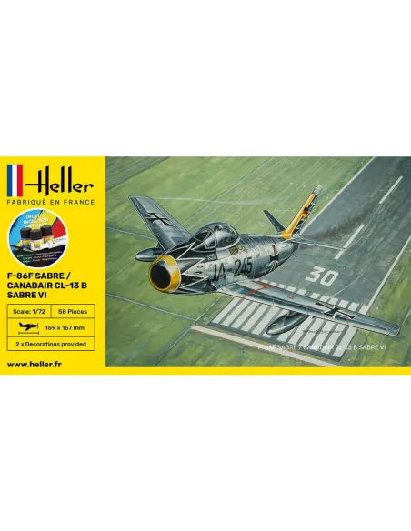 Maquette d'avion F-86F Sabre / Canadair Cl-13 B Sabre Vi 1/72 - Starter Kit - Heller 56277