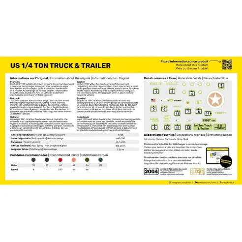Maquette militaire Us 1/4 Ton Truck & Trailer 1:72 - Heller 79997
