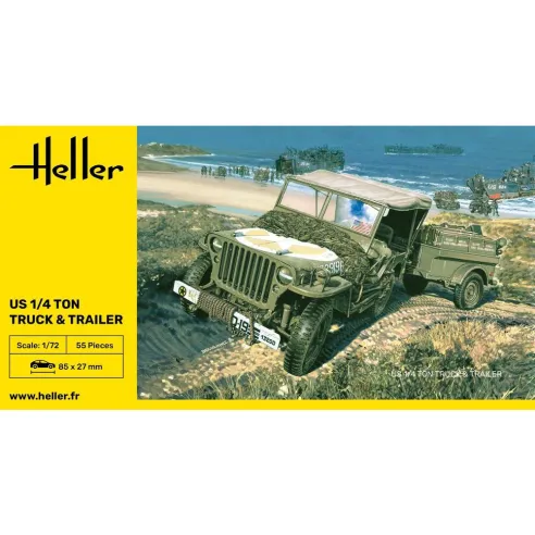 Maquette militaire Us 1/4 Ton Truck & Trailer 1:72 - Heller 79997