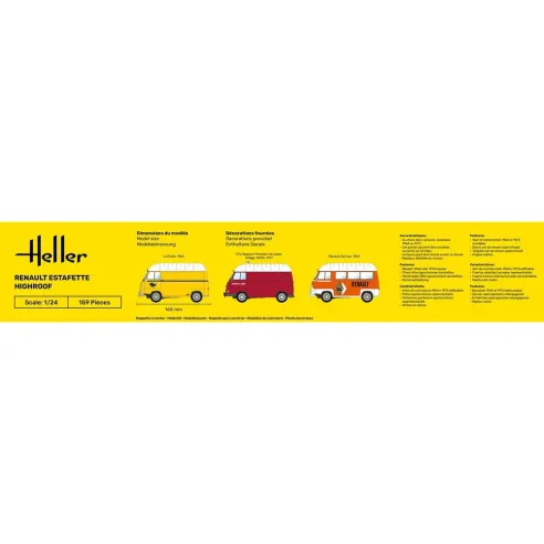 Maquette camion Estafette Highroof 1:24 - Starter Kit - Heller 56740