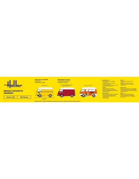 Maquette camion Estafette Highroof 1:24 - Starter Kit - Heller 56740