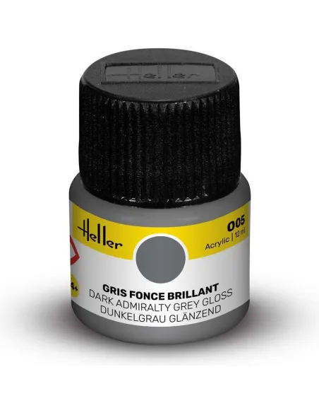 Peinture Acrylique 005 gris fonce brillant 12ml - Heller 9005