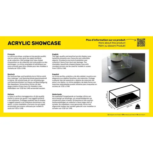 Présentoir vitrine pour maquette Acrylic Showcase, 252 x 127 x 80 mm - Heller 95201