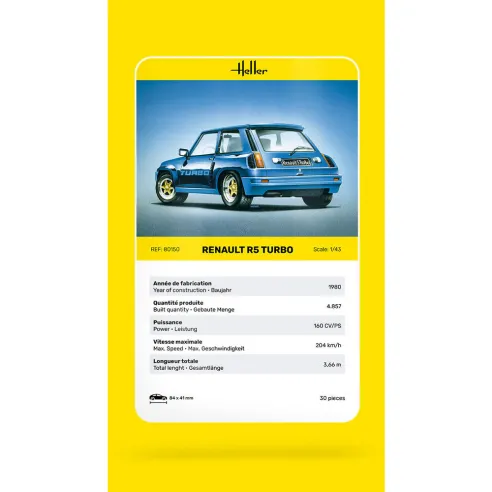 Maquette voiture Renault R5 Turbo 1:43 - Heller 80150