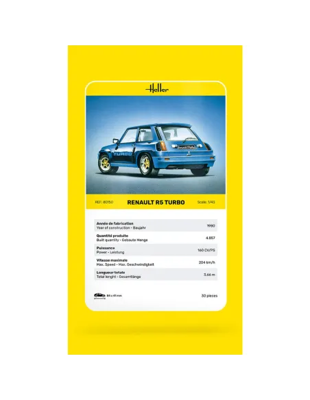 Maquette voiture Renault R5 Turbo 1:43 - Heller 80150