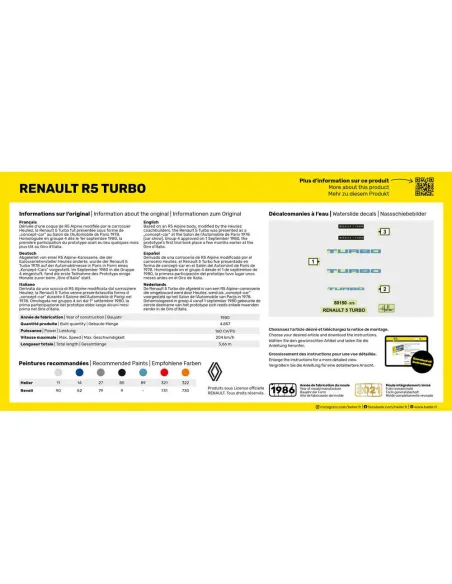 Maquette voiture Renault R5 Turbo 1:43 - Heller 80150