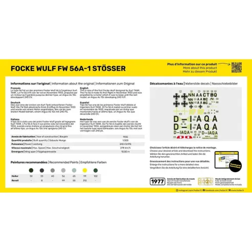 Maquette avion militaire Focke Wulf Stosser 1:72 - Heller 80238