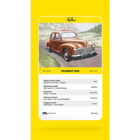 Maquette voiture Peugeot 203 1:43 - Heller 80160
