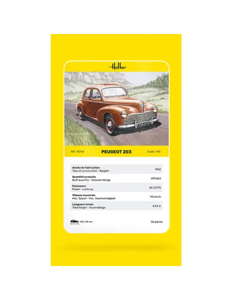 Maquette voiture Peugeot 203 1:43 - Heller 80160