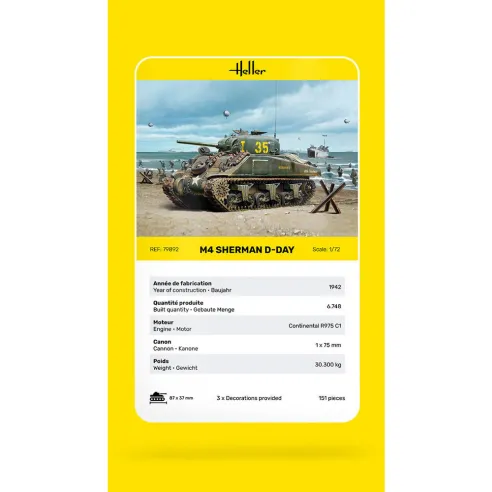Maquette militaire M4 Sherman D 1:72 - Heller 79892