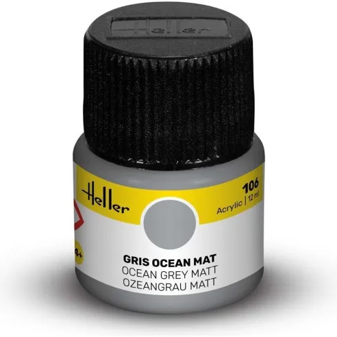 Peinture Acrylique 106 gris ocean mat 12ml - Heller 9106