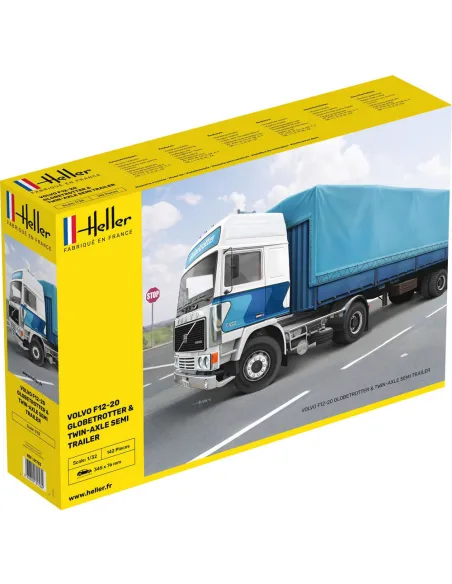 Maquette camion 20 Globetrotter & Twin-Axle Semi trailer 1:32 - Heller 81703