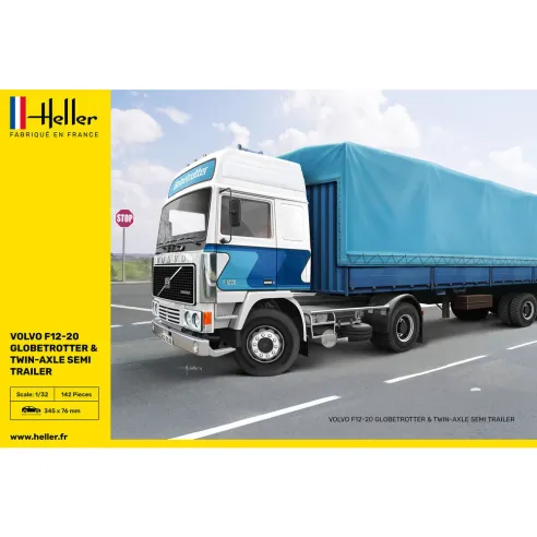Maquette camion 20 Globetrotter & Twin-Axle Semi trailer 1:32 - Heller 81703