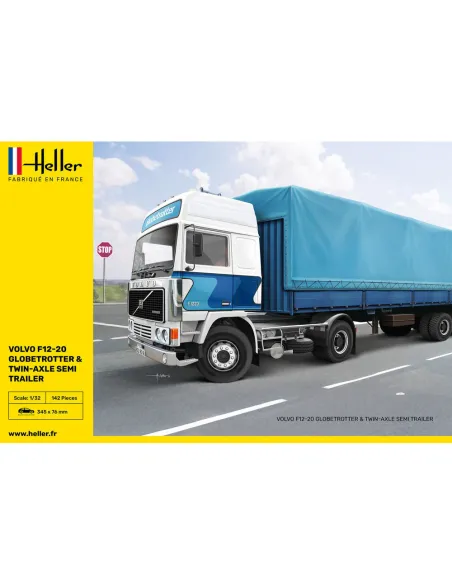 Maquette camion 20 Globetrotter & Twin-Axle Semi trailer 1:32 - Heller 81703
