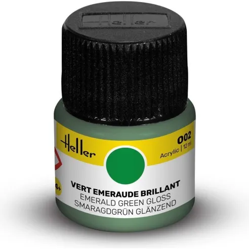 Peinture Acrylique 002 vert emeraude brillant 12ml - Heller 9002