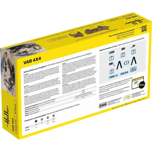 Maquette véhicule militaire Vab 4X4 1:72 - Starter Kit - Heller 56898