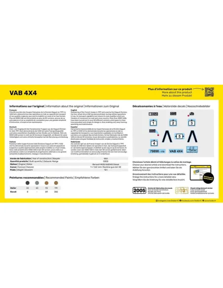 Maquette véhicule militaire Vab 4X4 1:72 - Starter Kit - Heller 56898