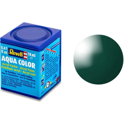 Peinture Acrylique Aqua Vert Foncé Brillant - 18ml 62 - Revell 36162