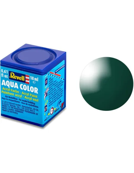 Peinture Acrylique Aqua Vert Foncé Brillant - 18ml 62 - Revell 36162