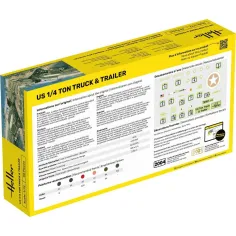 Maquette véhicule militaire Us 1/4 Ton Truck & Trailer 1:72 - Starter Kit - Heller 56997 2