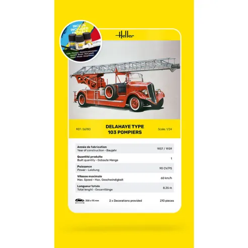 Delahaye Type 103 Pompiers 1/24 - Starter Kit - Heller 56780