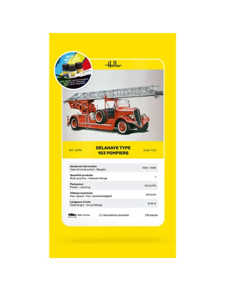 Delahaye Type 103 Pompiers 1/24 - Starter Kit - Heller 56780