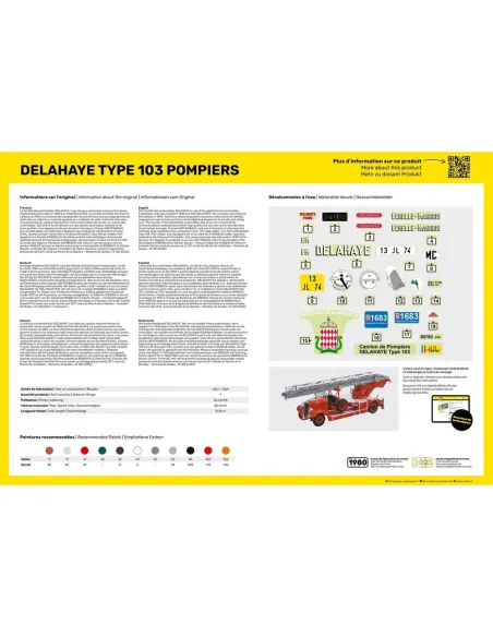 Delahaye Type 103 Pompiers 1/24 - Starter Kit - Heller 56780