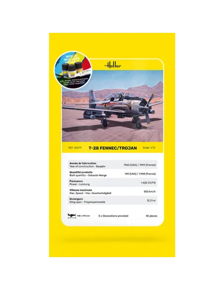 Maquette avion T-28 Fennec /Trojan 1:72 - Starter Kit - Heller 56279