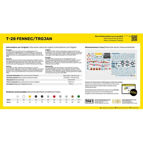Maquette avion T-28 Fennec /Trojan 1:72 - Starter Kit - Heller 56279