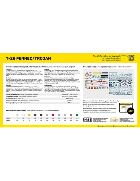 Maquette avion T-28 Fennec /Trojan 1:72 - Starter Kit - Heller 56279