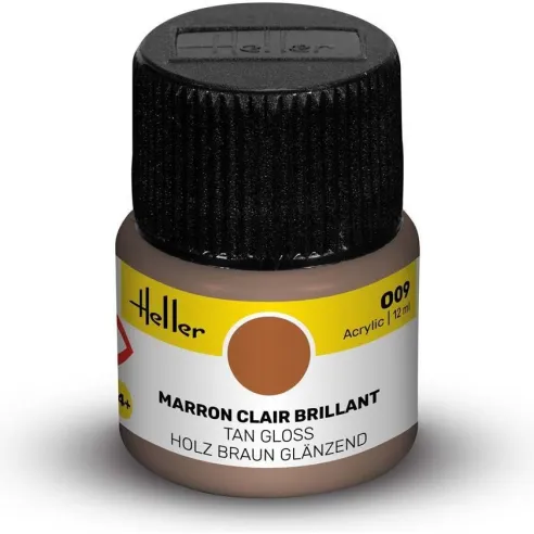 Peinture Acrylique 009 marron clair brillant 12ml - Heller 9009