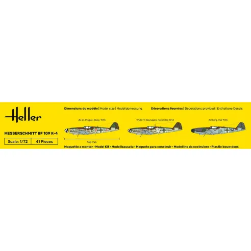 Maquette avion Messerschmitt Bf 109 K 1:72 - Starter Kit - Heller 56229