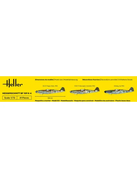 Maquette avion Messerschmitt Bf 109 K 1:72 - Starter Kit - Heller 56229