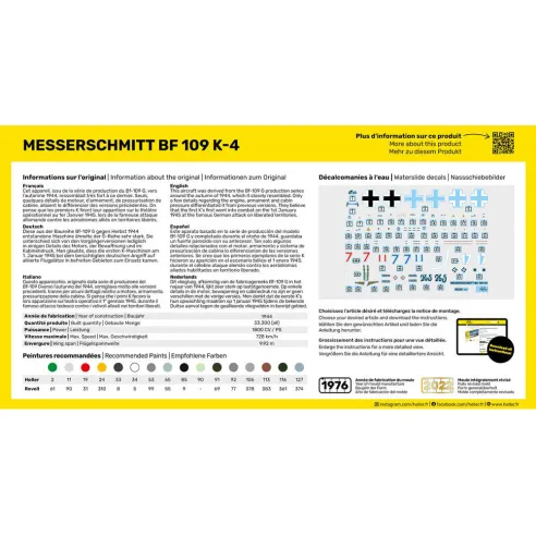 Maquette avion Messerschmitt Bf 109 K 1:72 - Starter Kit - Heller 56229