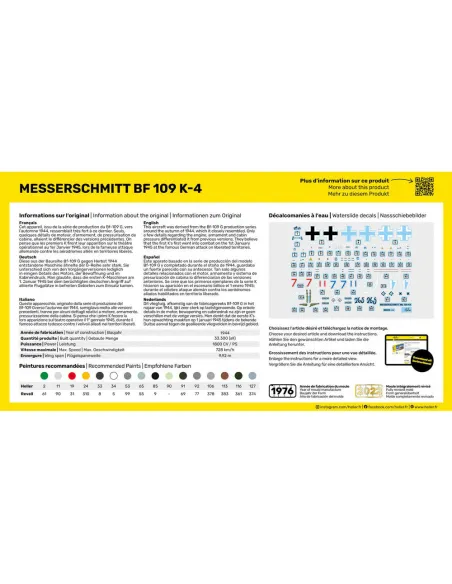 Maquette avion Messerschmitt Bf 109 K 1:72 - Starter Kit - Heller 56229