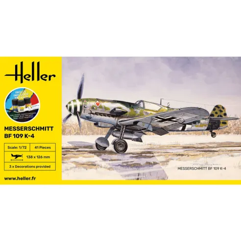 Maquette avion Messerschmitt Bf 109 K 1:72 - Starter Kit - Heller 56229